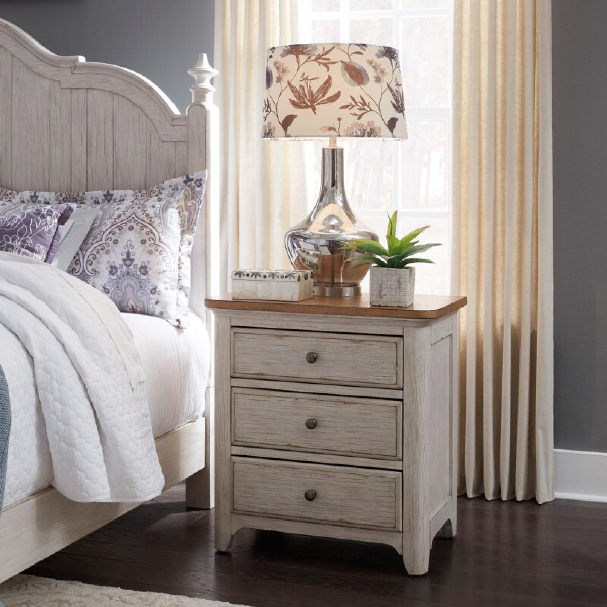 Farmhouse Reimagined 3 Drawer Night Stand w/ Charging Station - Image 13