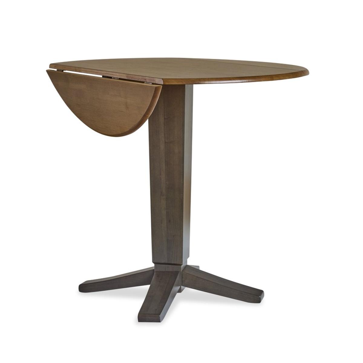 Dining Essentials - 42"Round Drop Leaf Top w/36"H Aria Pedestal in Hickory / Coal - T145-23B-36 - Image 2