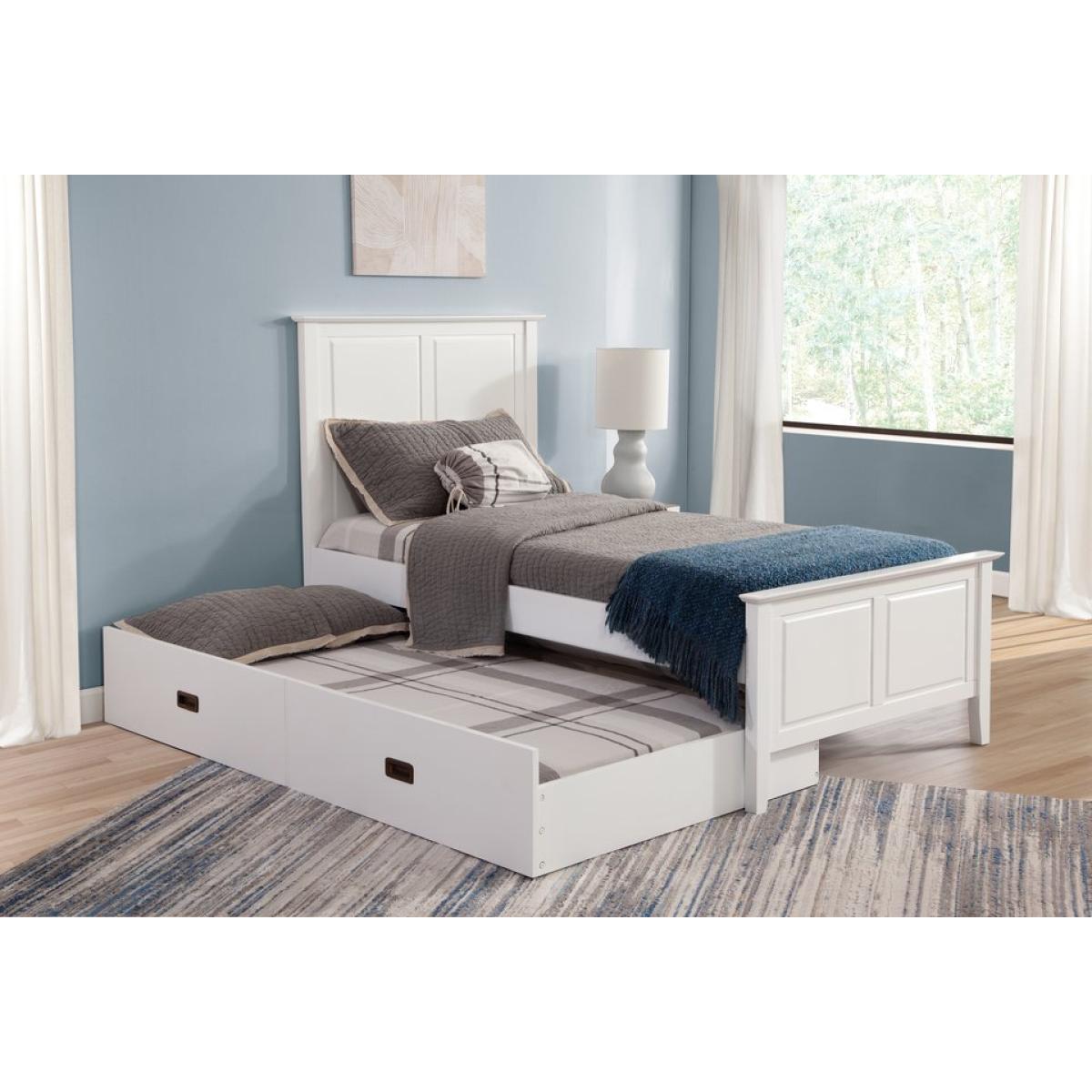 Tykes Bedroom - Pure White Lancaster Twin Trundle Bed - BD08-702TTF - Image 2