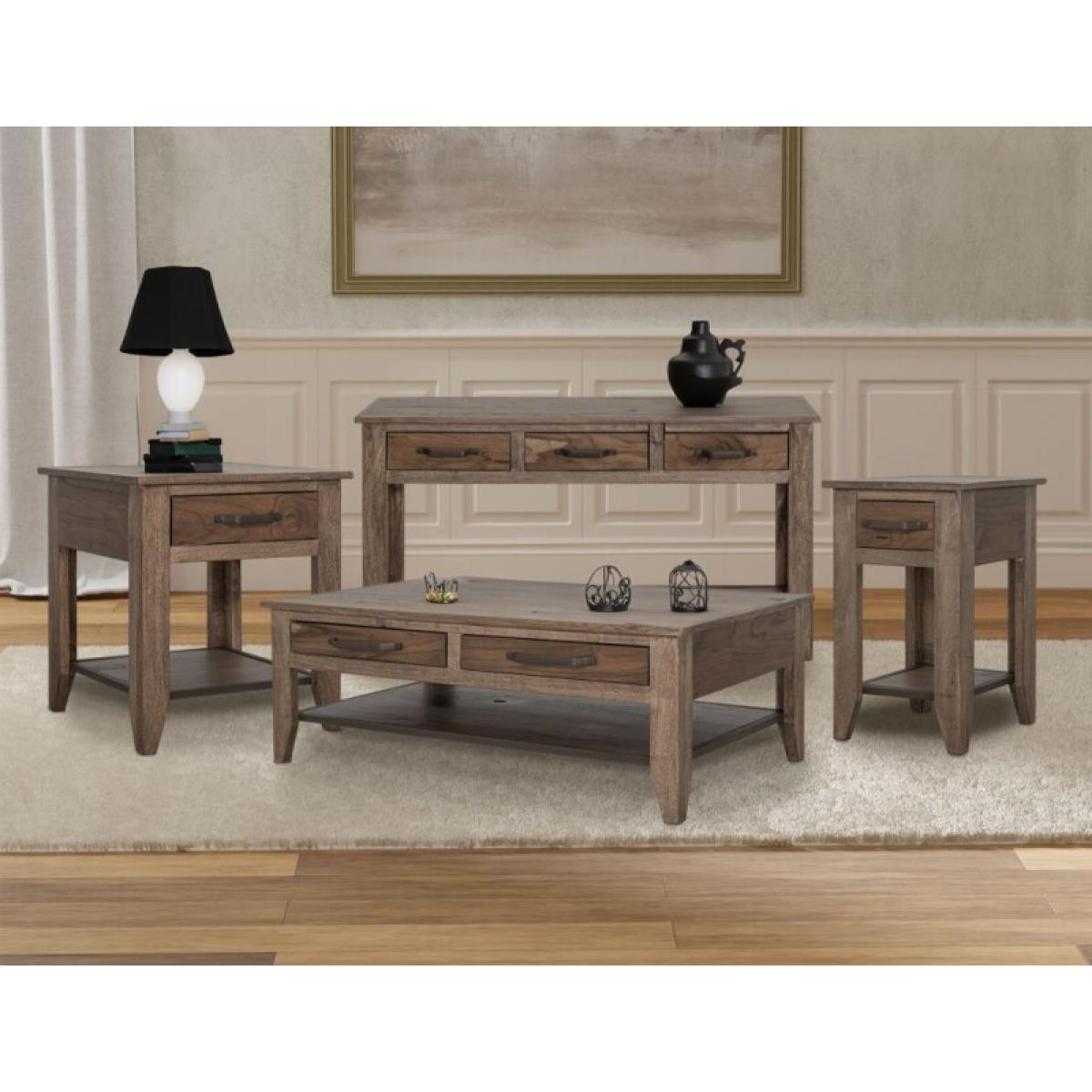 3 Drawer, 1 Shelf Sofa Table - Natural Teca - Image 4