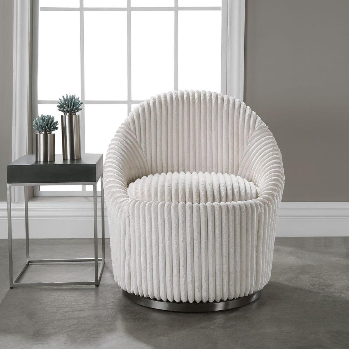 Crue Swivel Chair, Ivory - Image 8