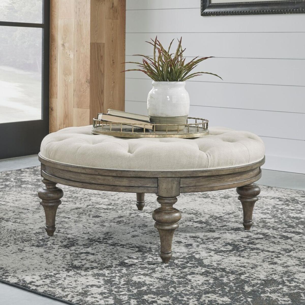5af84f76c2ce5f56aaed596312802b09 Americana Farmhouse Round Cocktail Ottoman - Image 1