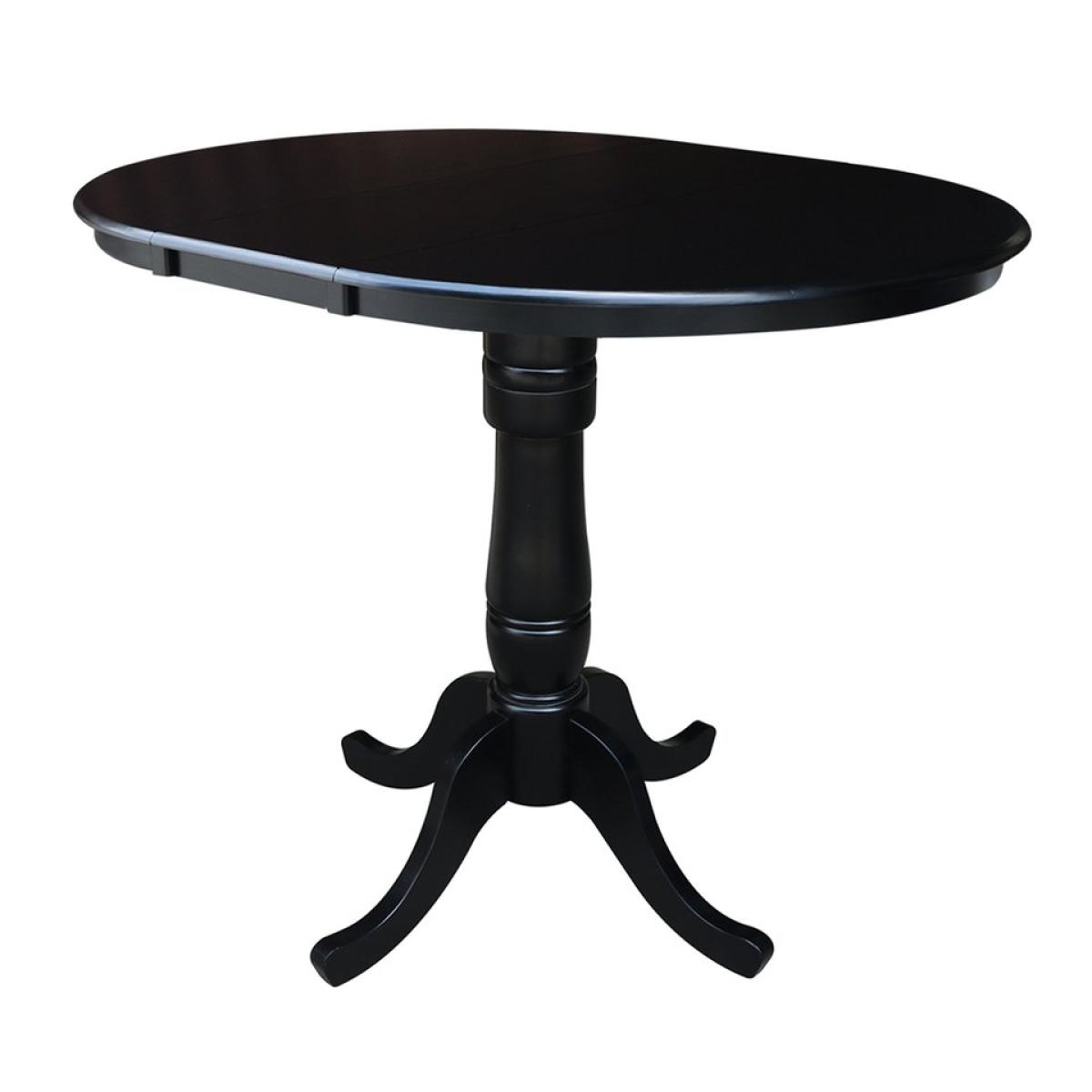 5bddfc13bf597b6ca74ab694563a9a27 Dining Essentials - 36" Extension Table Top w/36"H Traditional Pedestal w/Extension in Black - Image 1