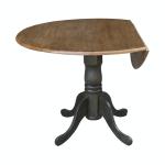 Dining Essentials - Round Drop Leaf Pedestal Table in Hickory & Coal