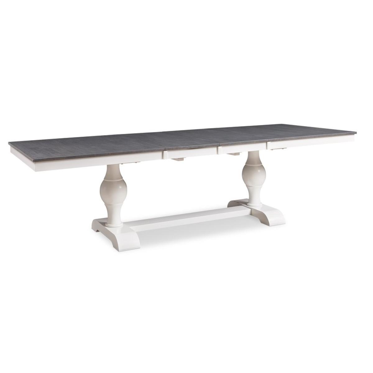 5eb27039ab18e19b4f4bff56f5940dd1 Cosmopolitan Collection - Dbl Leaf Tabletop w/ Grandeur Base in Heather Gray and White - T08-4210XB - Image 1