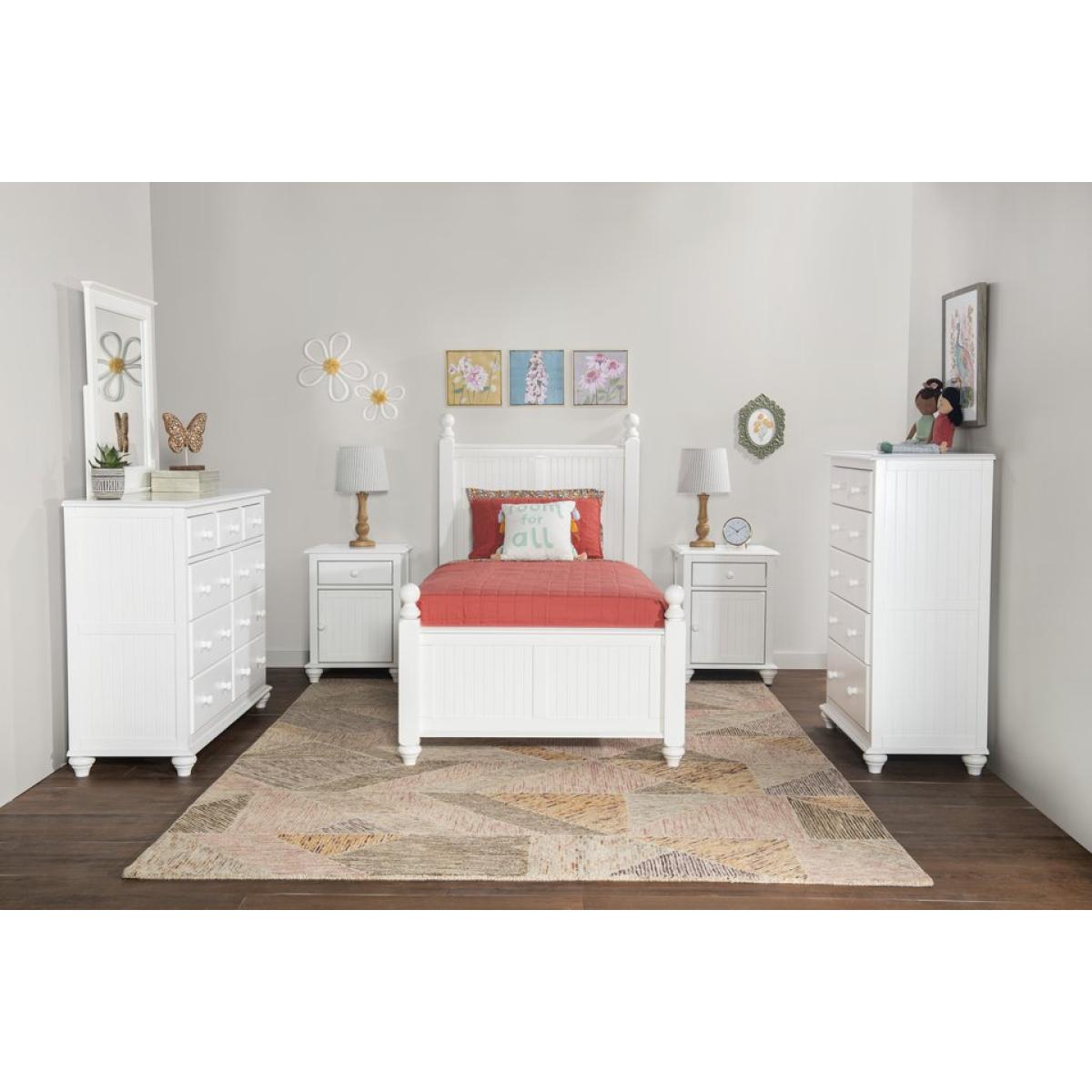 Tykes Bedroom - Pure White Cottage Twin Bed - BD08-504TR - Image 2