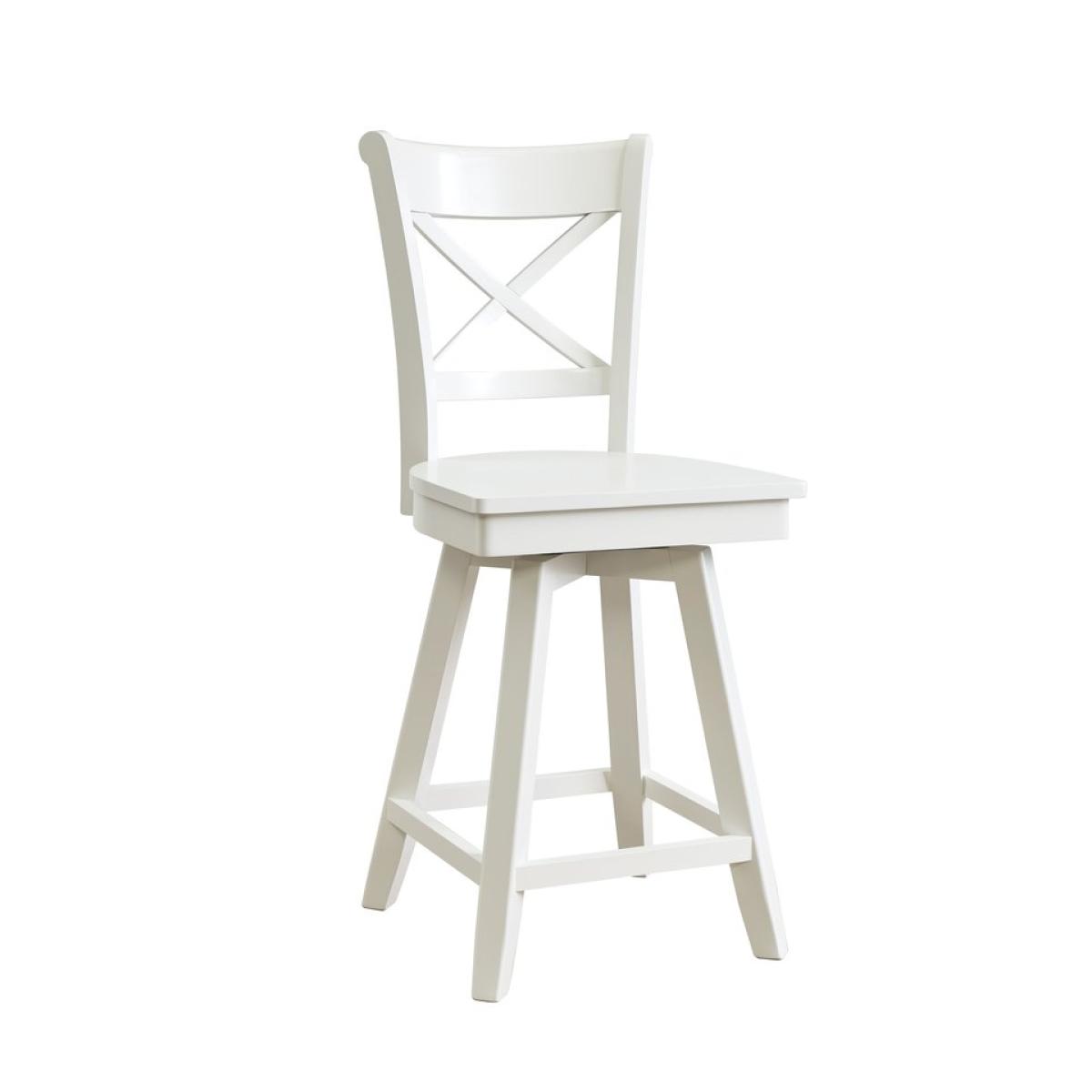 61eaf03f8f65492cb0972d1202727f66 Hampton Collection - 24'' Charolette Swivel Pure White Stool - Image 1