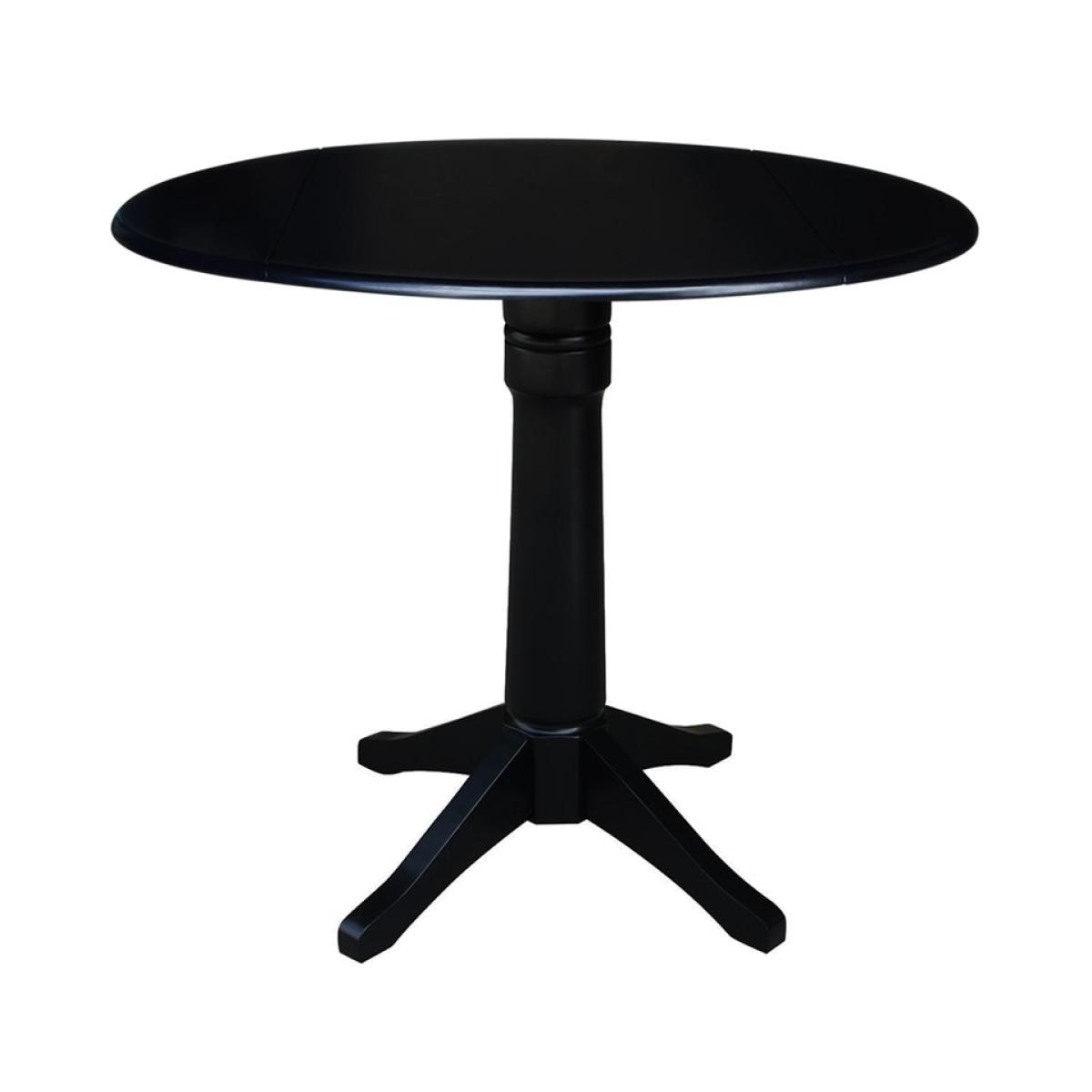62e18f18dcfb0f64bf4c1f9500a42014 Dinning Essentials - 42" Drop Leaf Table Top w/36"H Transitional Pedestal w/Extension in Black - Image 1