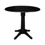 Dinning Essentials - 42" Drop Leaf Table Top w/36"H Transitional Pedestal w/Extension in Black