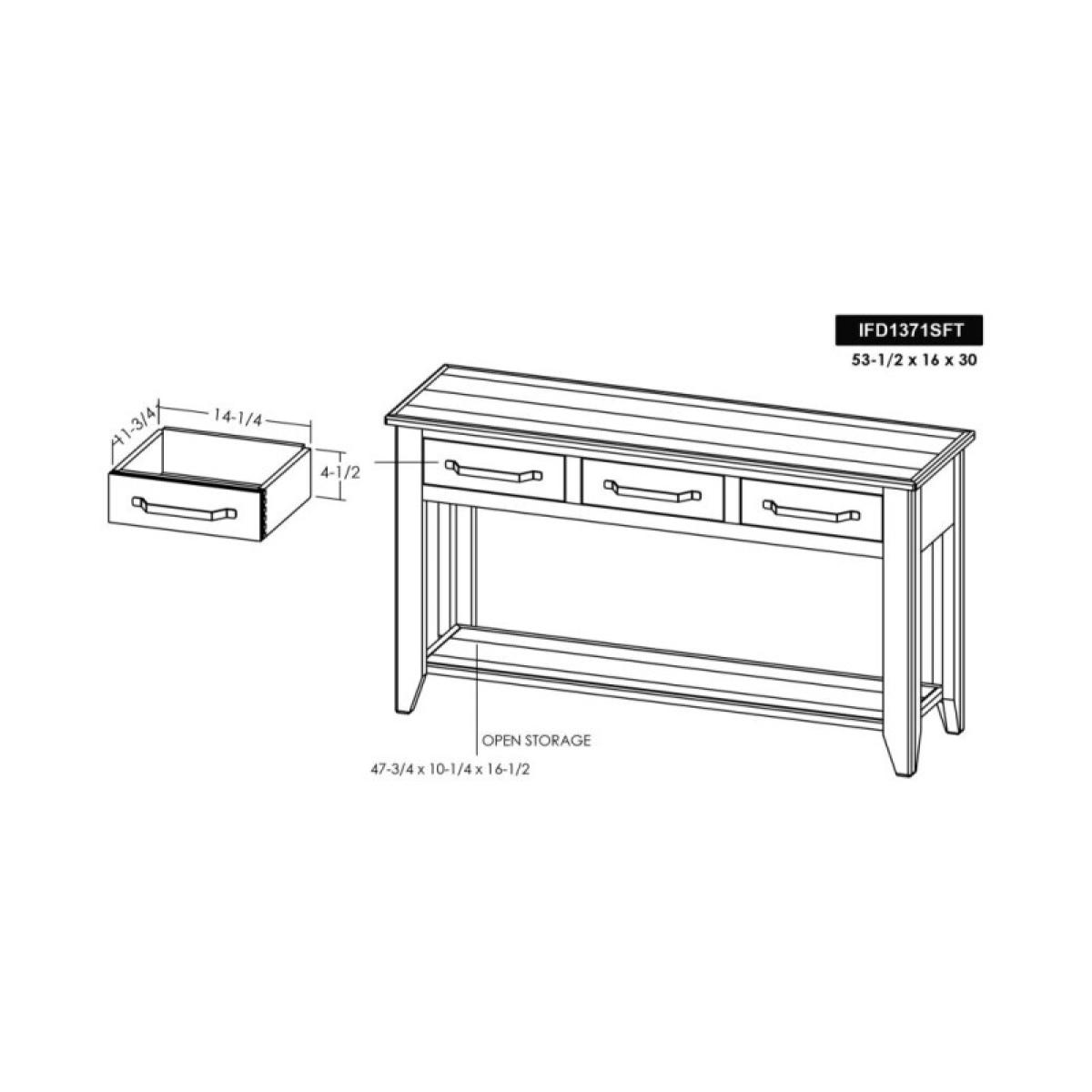3 Drawer, 1 Shelf Sofa Table - Teak - Image 7