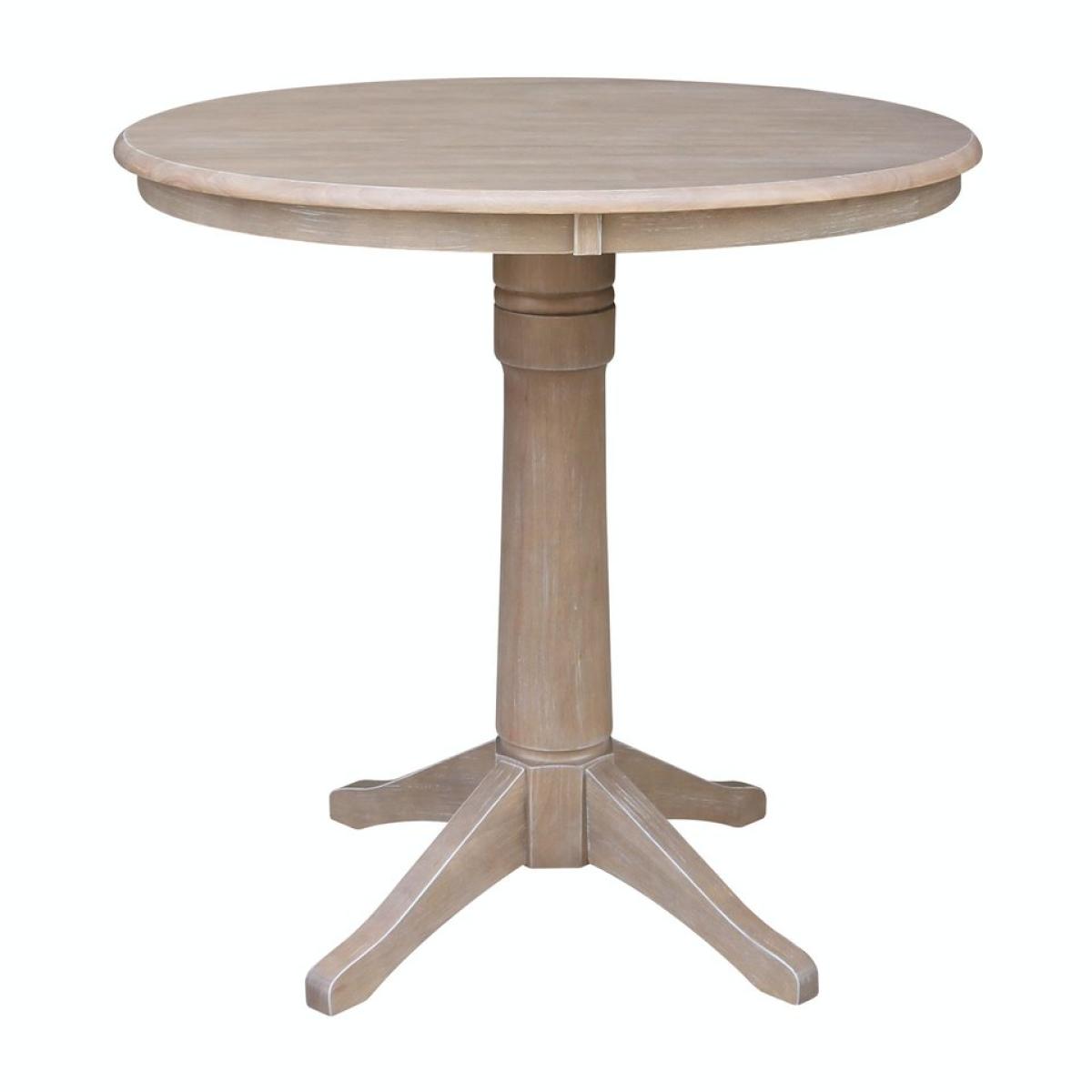 Dining Essentials - 36'' Round Table Top w/36"H Transitional Pedestal w/Extension in Taupe Gray - Image 2