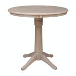 Dining Essentials - 36'' Round Table Top w/36"H Transitional Pedestal w/Extension in Taupe Gray