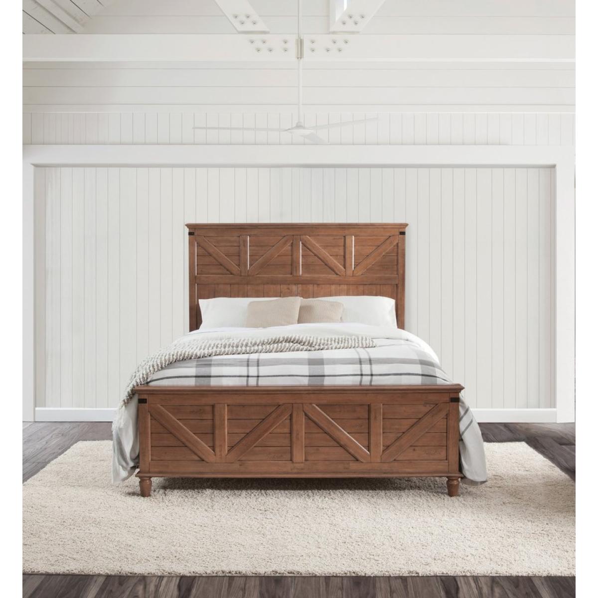 Farmhouse Chic Rustic Queen Bed in Bourbon - Image 2