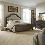 King California Uph Bed, Dresser & Mirror, Chest