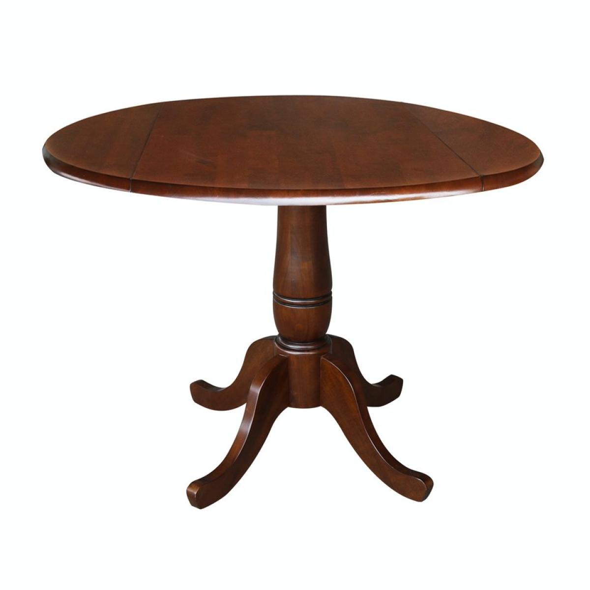 6689cb2dbe907ba9557b8e7b70b816dc Dining Essentials - 42" Drop Leaf Table Top w/30"H Traditional Pedestal in Espresso - Image 1