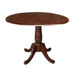 Dining Essentials - 42" Drop Leaf Table Top w/30"H Traditional Pedestal in Espresso