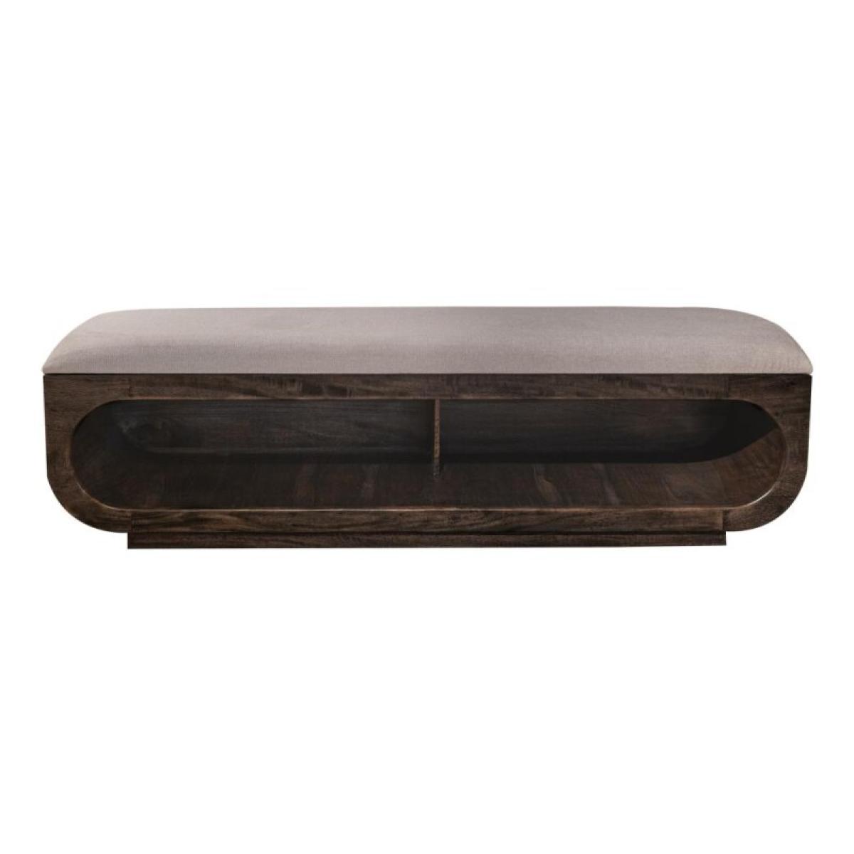 Balam Wooden bench with a cushioned seat and open storage underneath. - Image 2