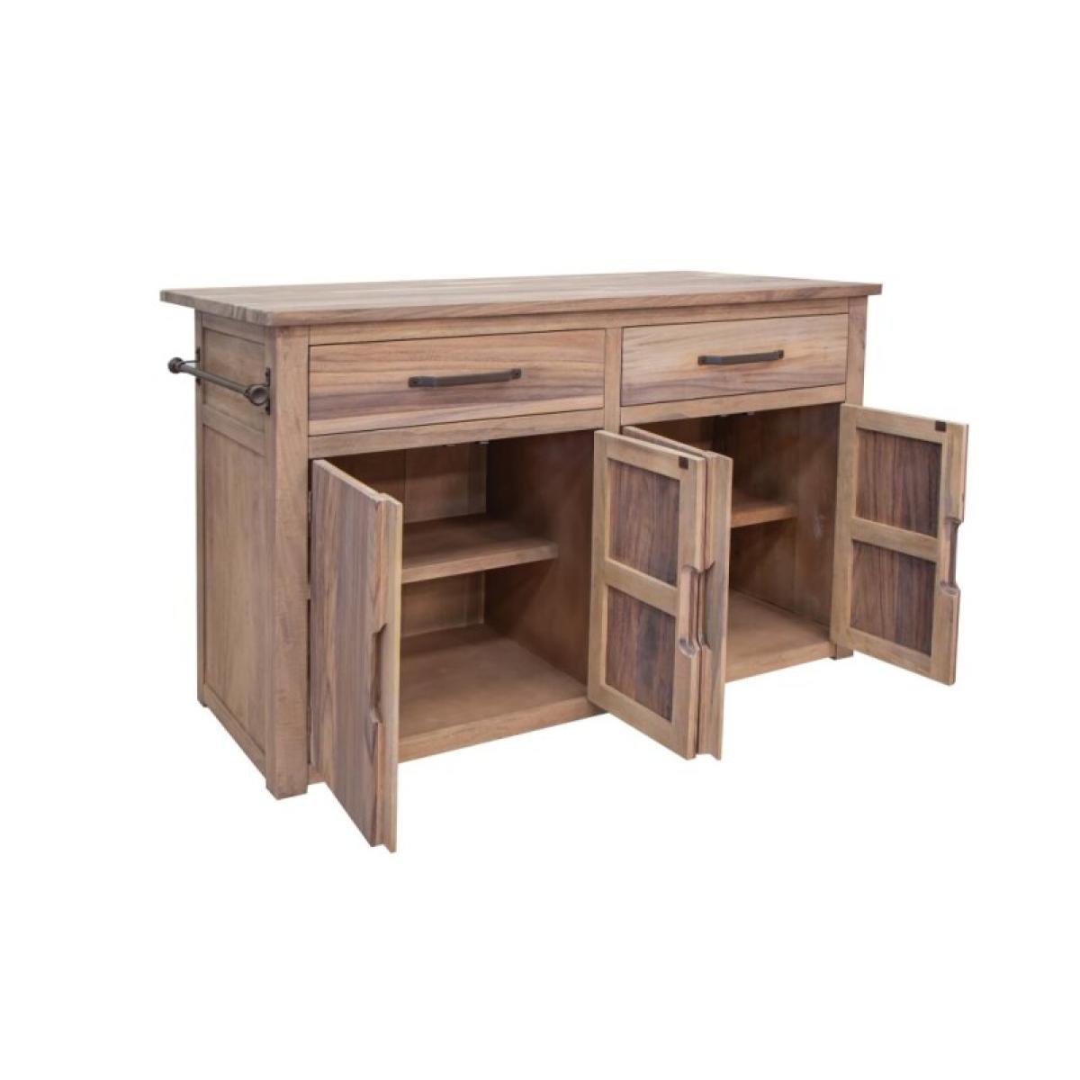 Natural Parota 4 Door 2 Drawer Kitchen Island - Image 3