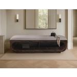 Balam Wooden bench with a cushioned seat and open storage underneath. - Image 3