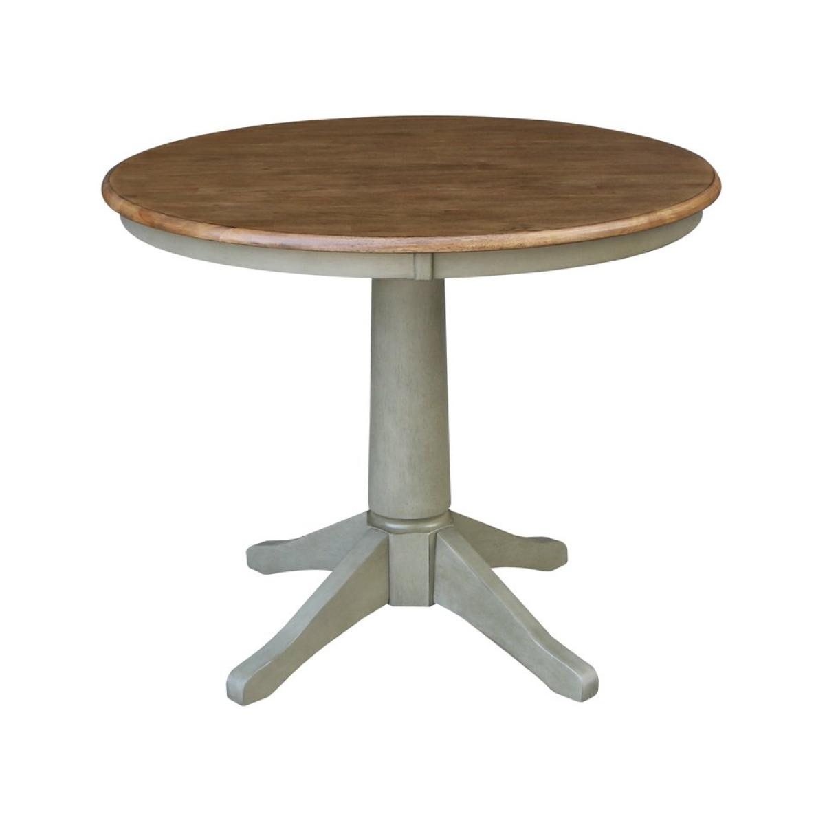 Dining Essentials - 36'' Round Table Top w/30" Transitional Pedestal in Hickory / Stone - Image 2