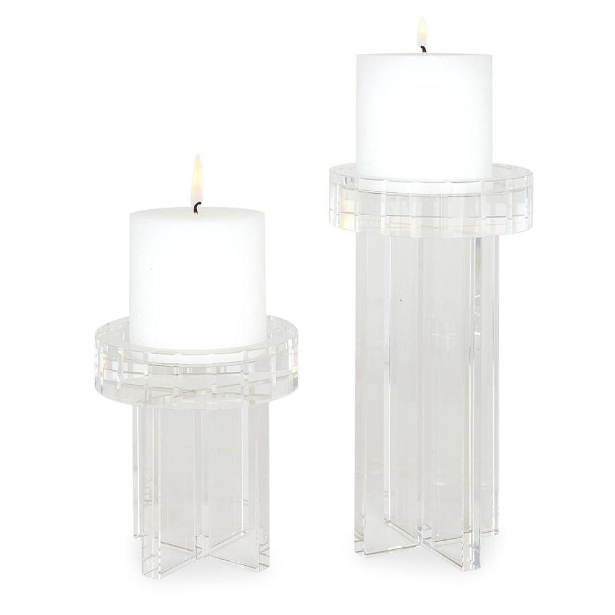 Crystal Pillar Candleholders, S/2 - Image 2
