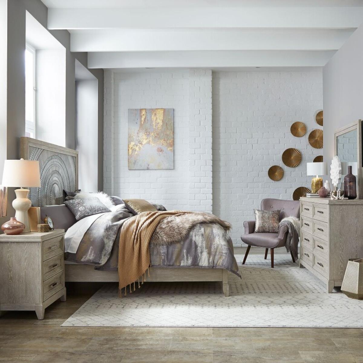 King California Panel Bed, Dresser & Mirror, Night Stand - Image 2