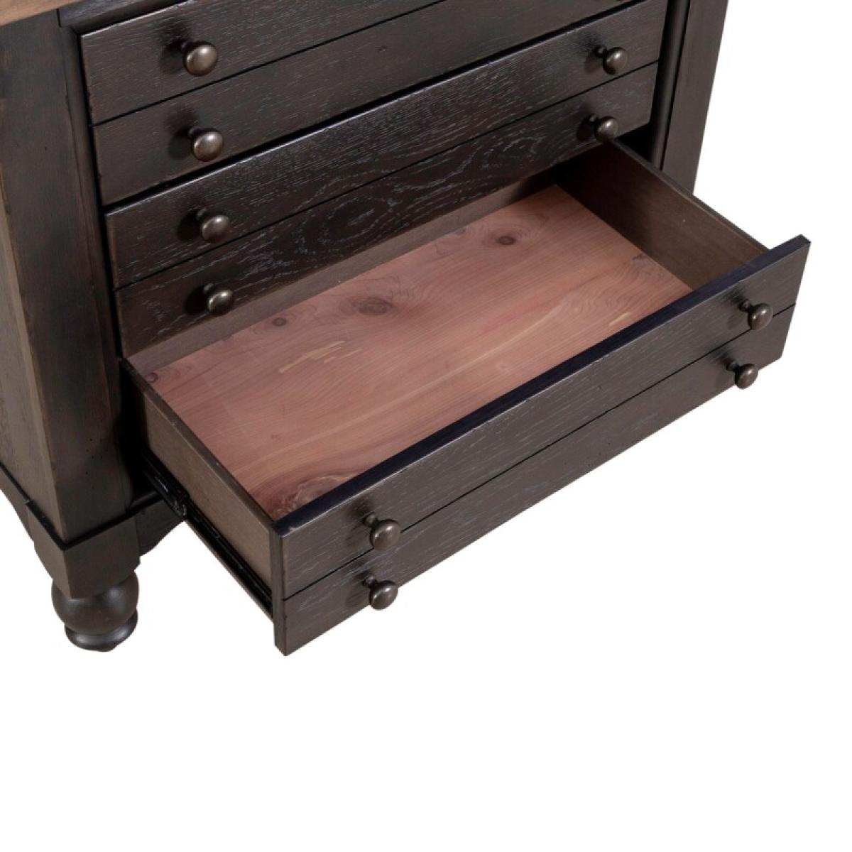 Americana Farmhouse Bedside Chest w/ Charging Station - Black - Image 16