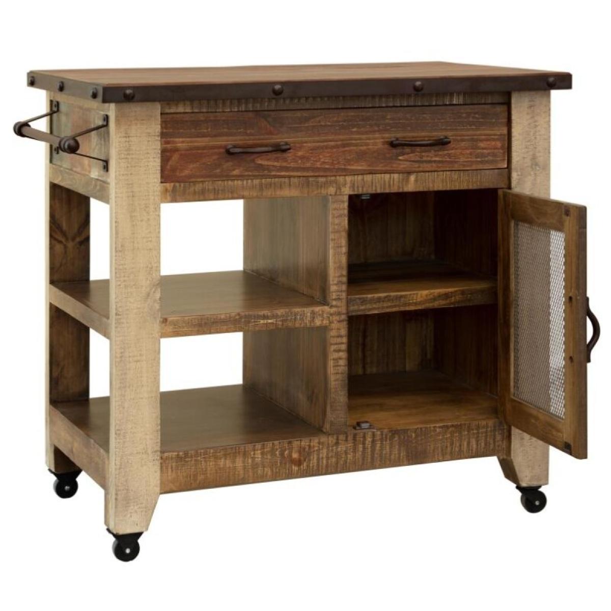 1 Drawer, 1 Mesh Door Kitchen Island - Antique - Image 3