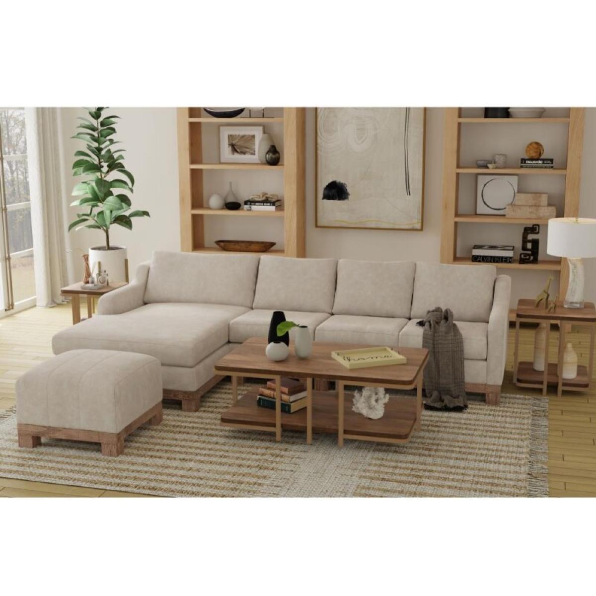 Wooden Frame & Base, Upholstered Square Ottoman - Samba - Image 3