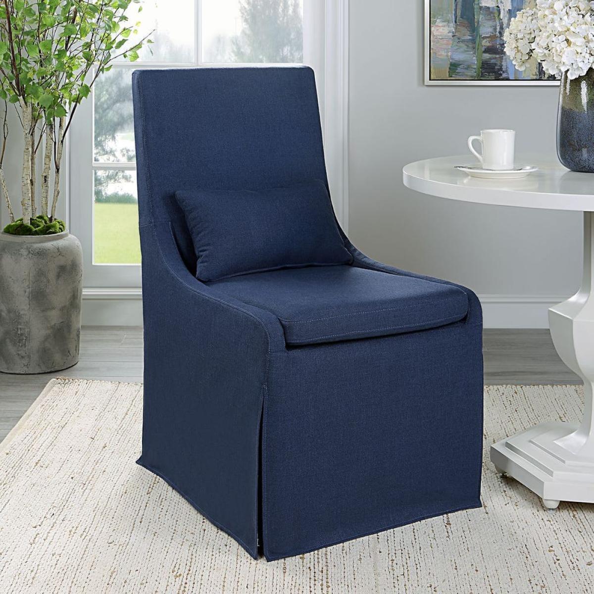 Coley Armless Chair, Denim - Image 9