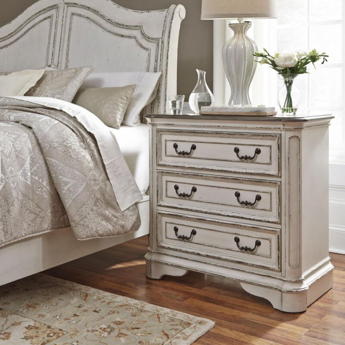 Magnolia Manor 3 Drawer Bedside Chest w/ Charging Station - Image 2