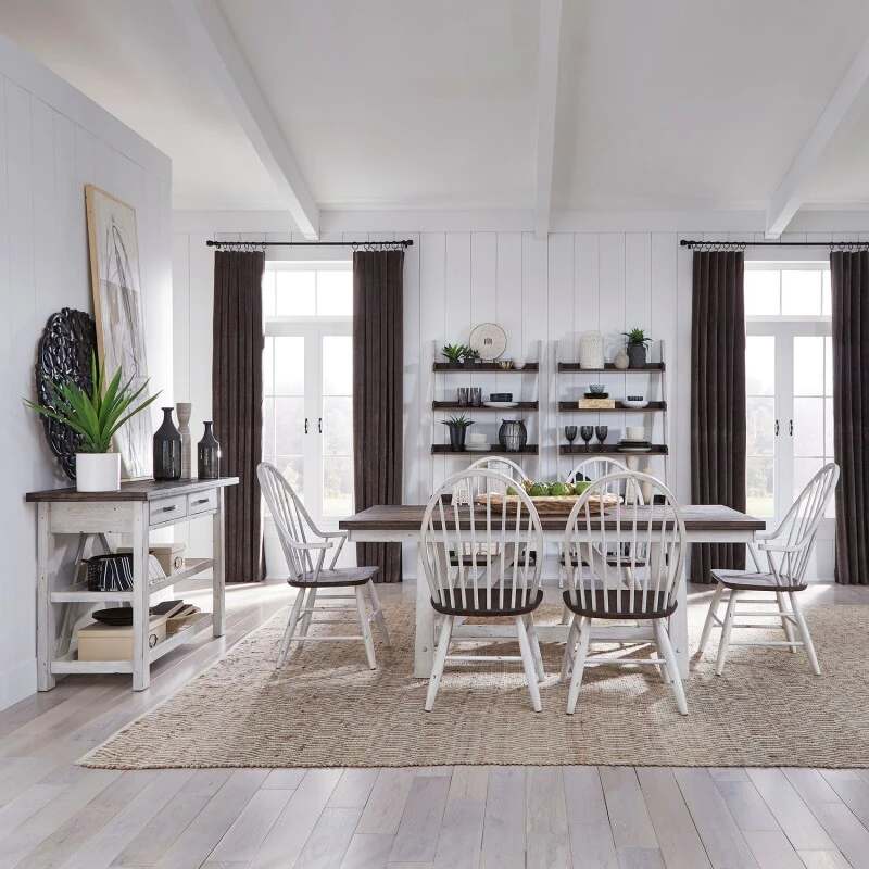7691882132a955817a92063600cfda11 Farmhouse 7 Piece Trestle Table Set - Image 1