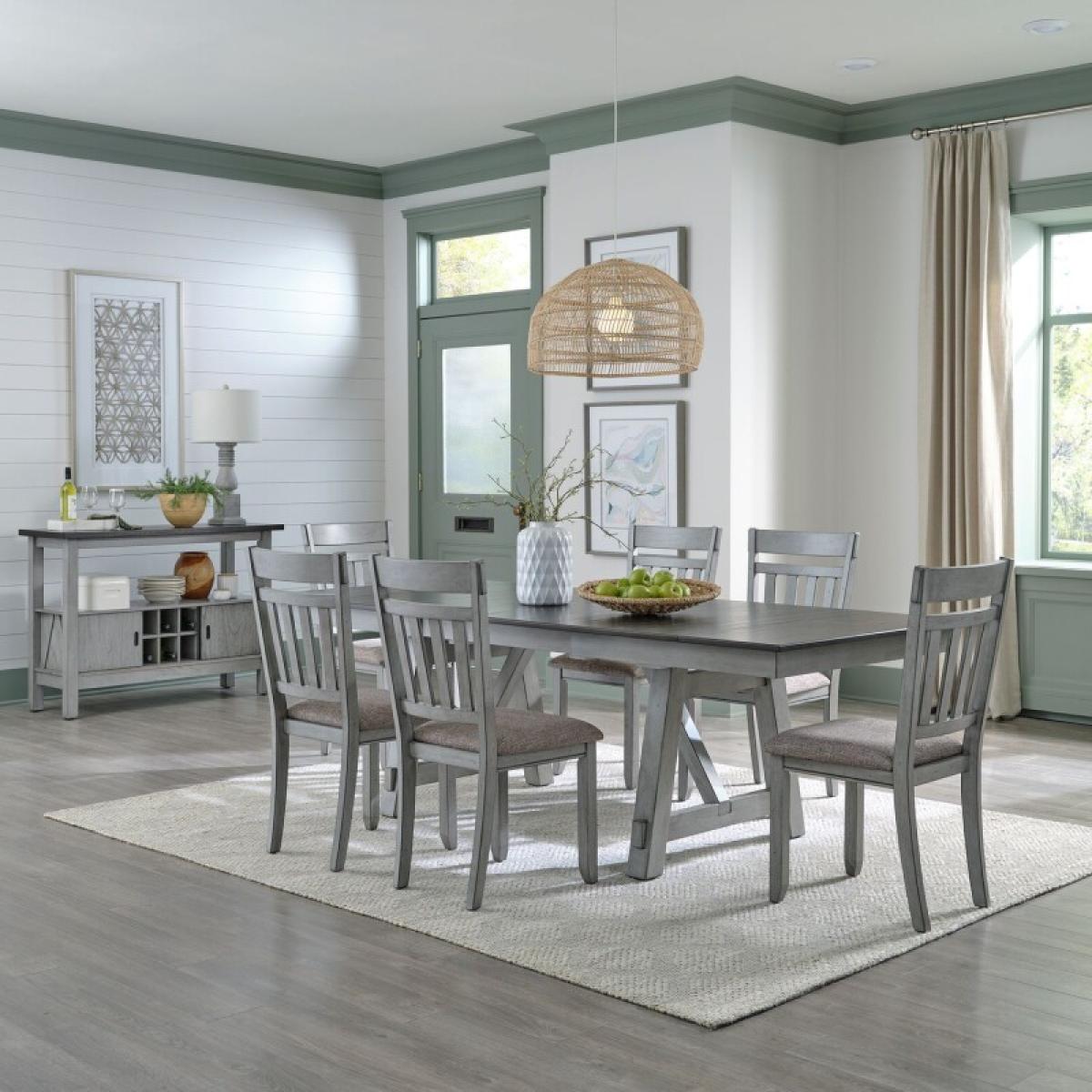Newport 7 Piece Trestle Table Set - Image 2