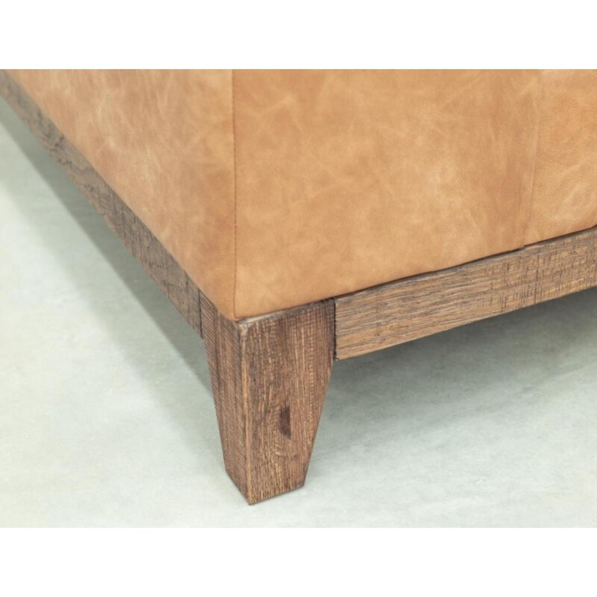 Wooden Frame & Base, Upholstered Square Ottoman - Olivo - Image 8