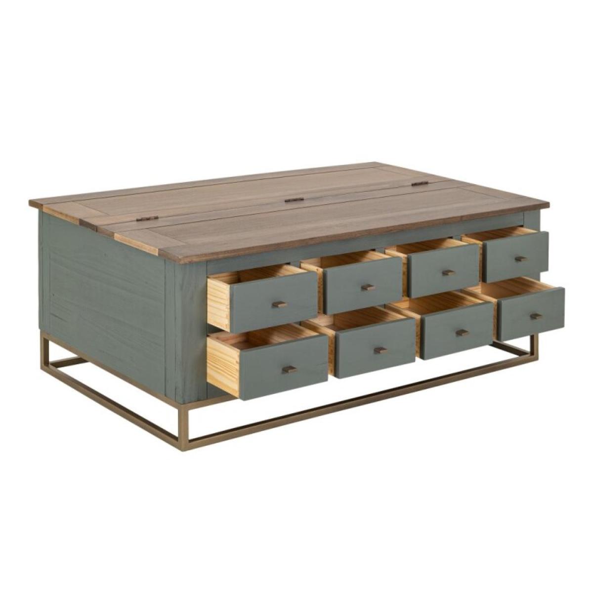 8 Drawers, Hinged Top Cocktail Table - Timber - Image 5