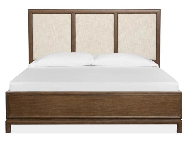 Ridgefield B6436-55H Wood Queen Panel Bed Upholstered Headboard KD