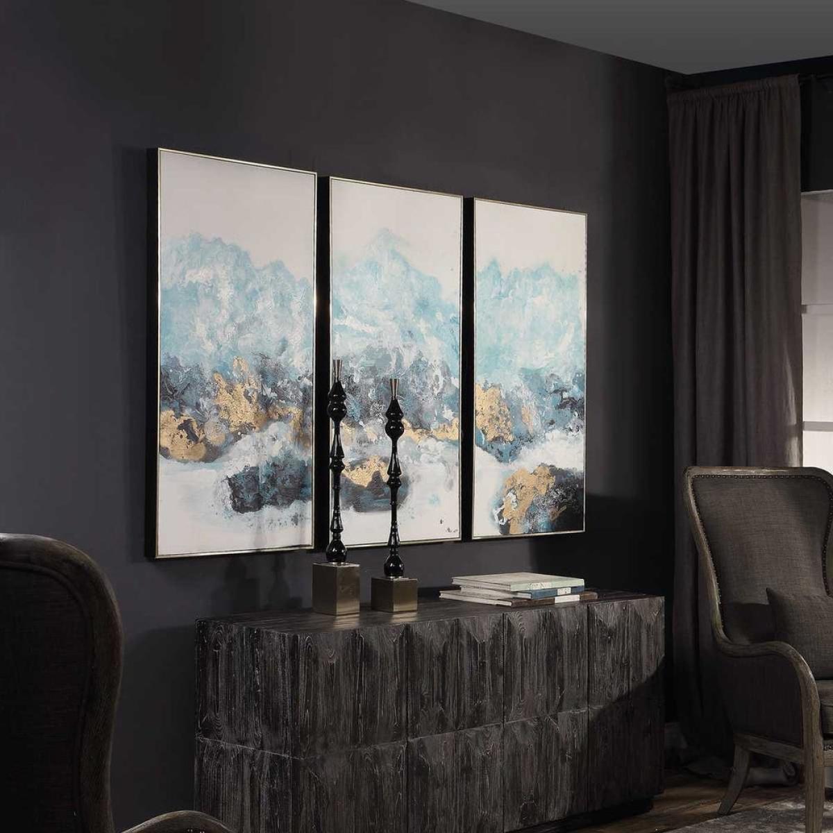 Crashing Waves Hand Painted Canvases, S/3 - Image 4