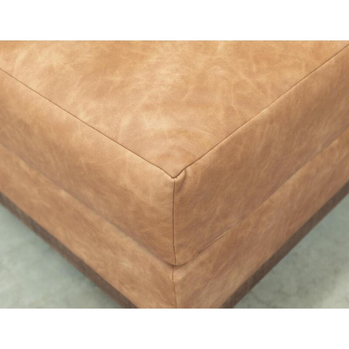 Wooden Frame & Base, Upholstered Square Ottoman - Olivo - Image 5