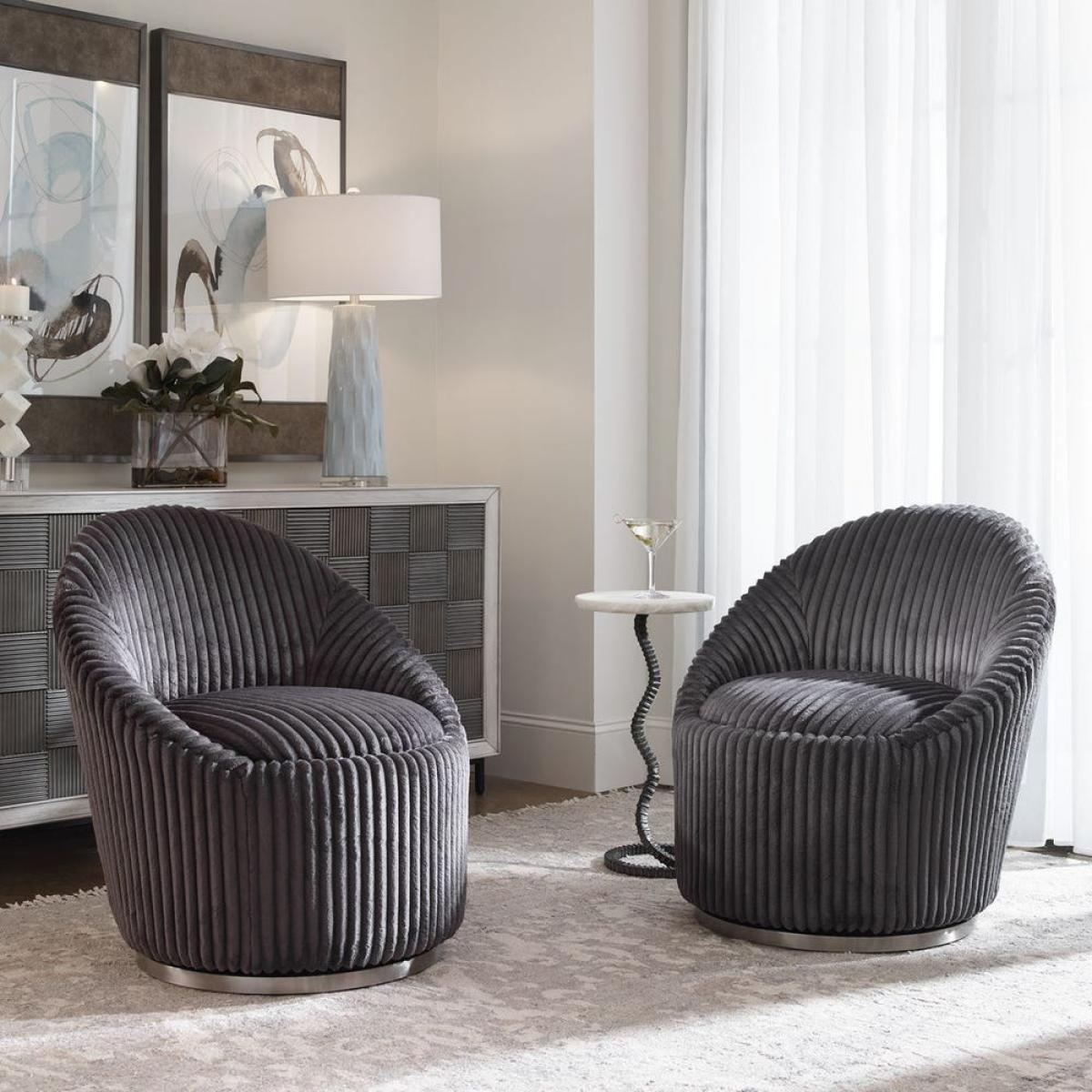 Crue Swivel Chair, Gunmetal - Image 9