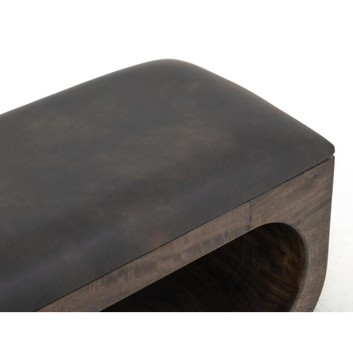 Wooden bench with a cushioned seat and open storage underneath - Balam - Image 8