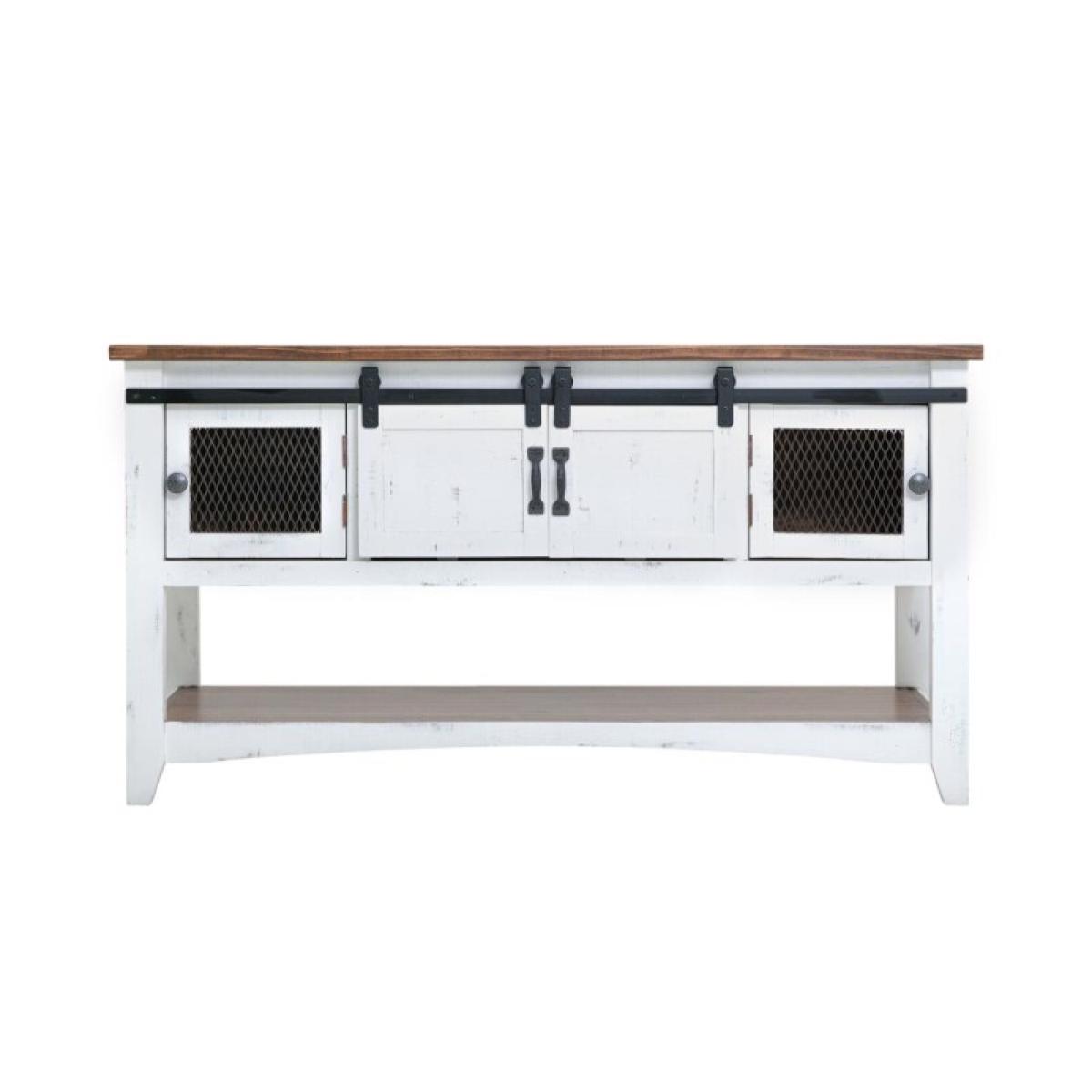 2 Sliding Doors 2 Metal Mesh Doors Sofa Table - Pueblo - Image 6