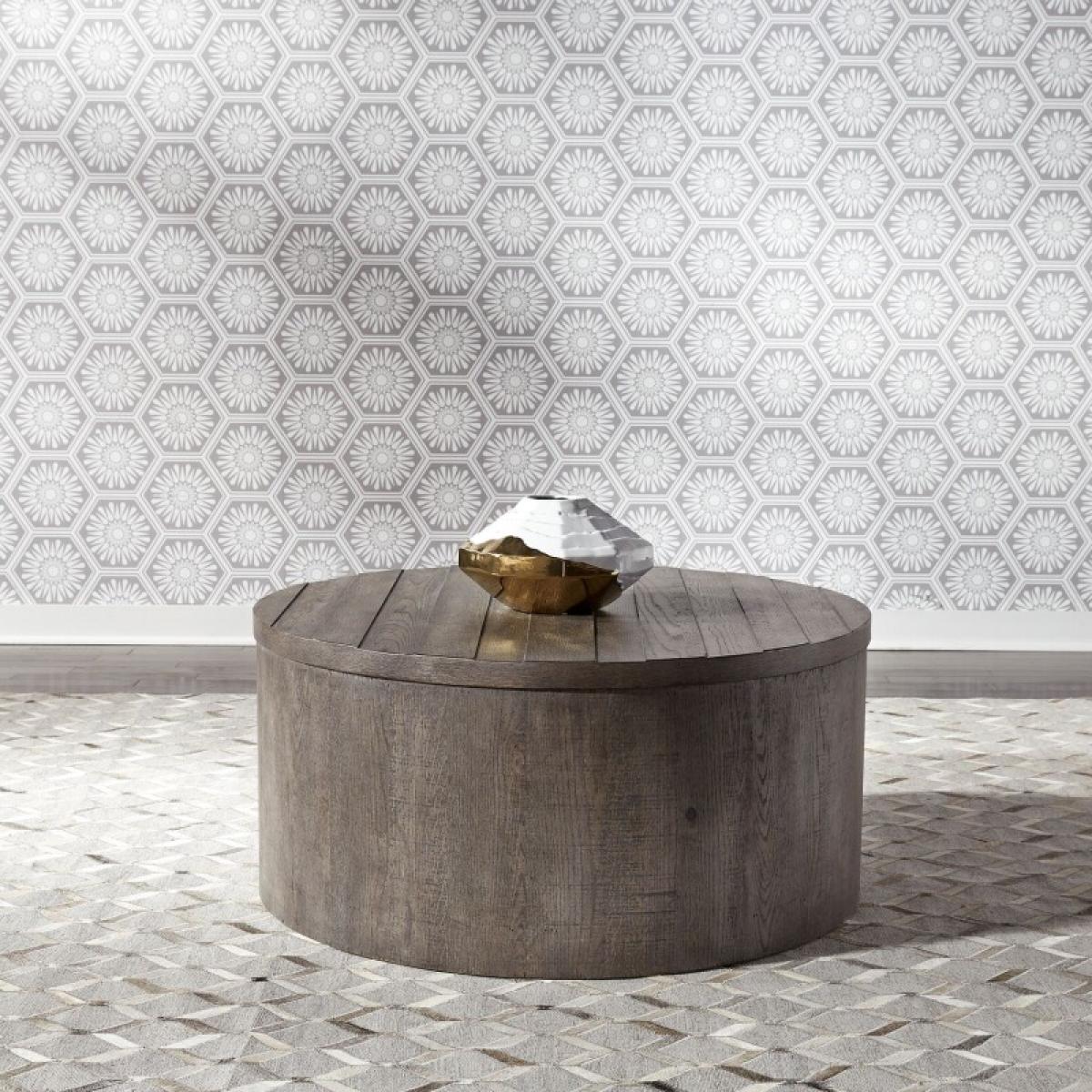 Modern Farmhouse Drum Cocktail Table - Image 2