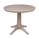 Dining Essentials - 36''Round Table Top w/30" H Transitional Pedestal in Taupe Gray