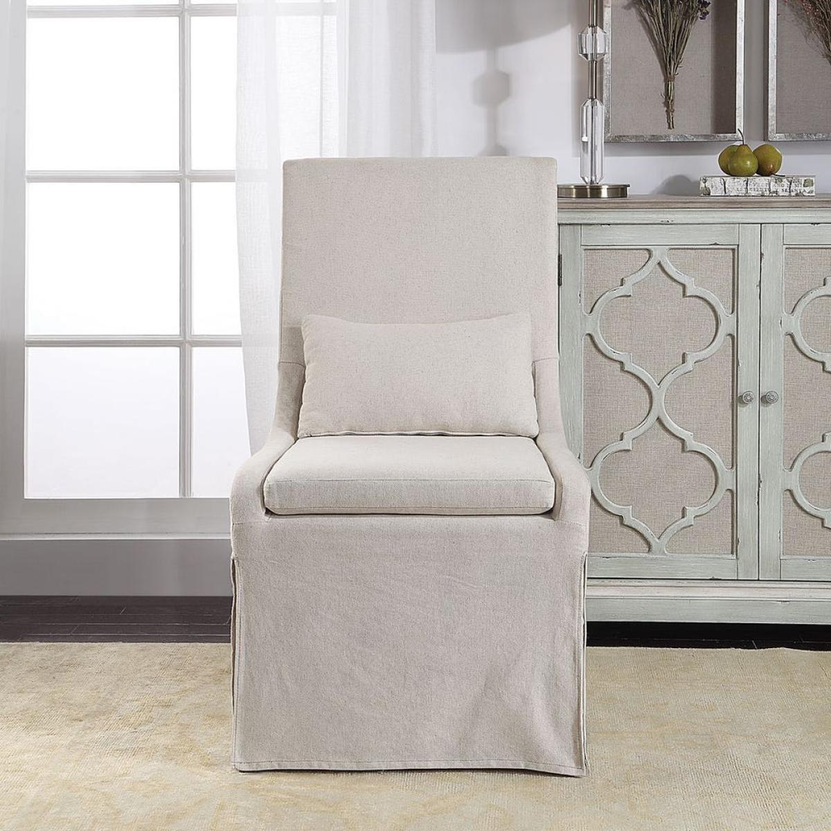 Coley Armless Chair, Linen - Image 4