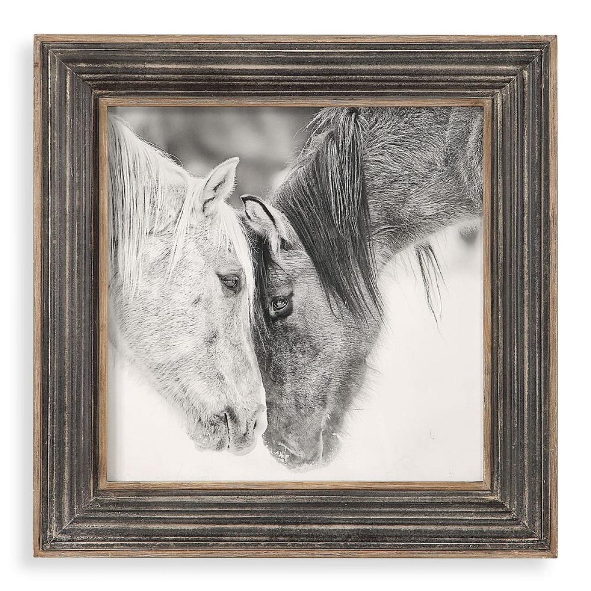 Custom Black And White Horses Framed Print - Image 2