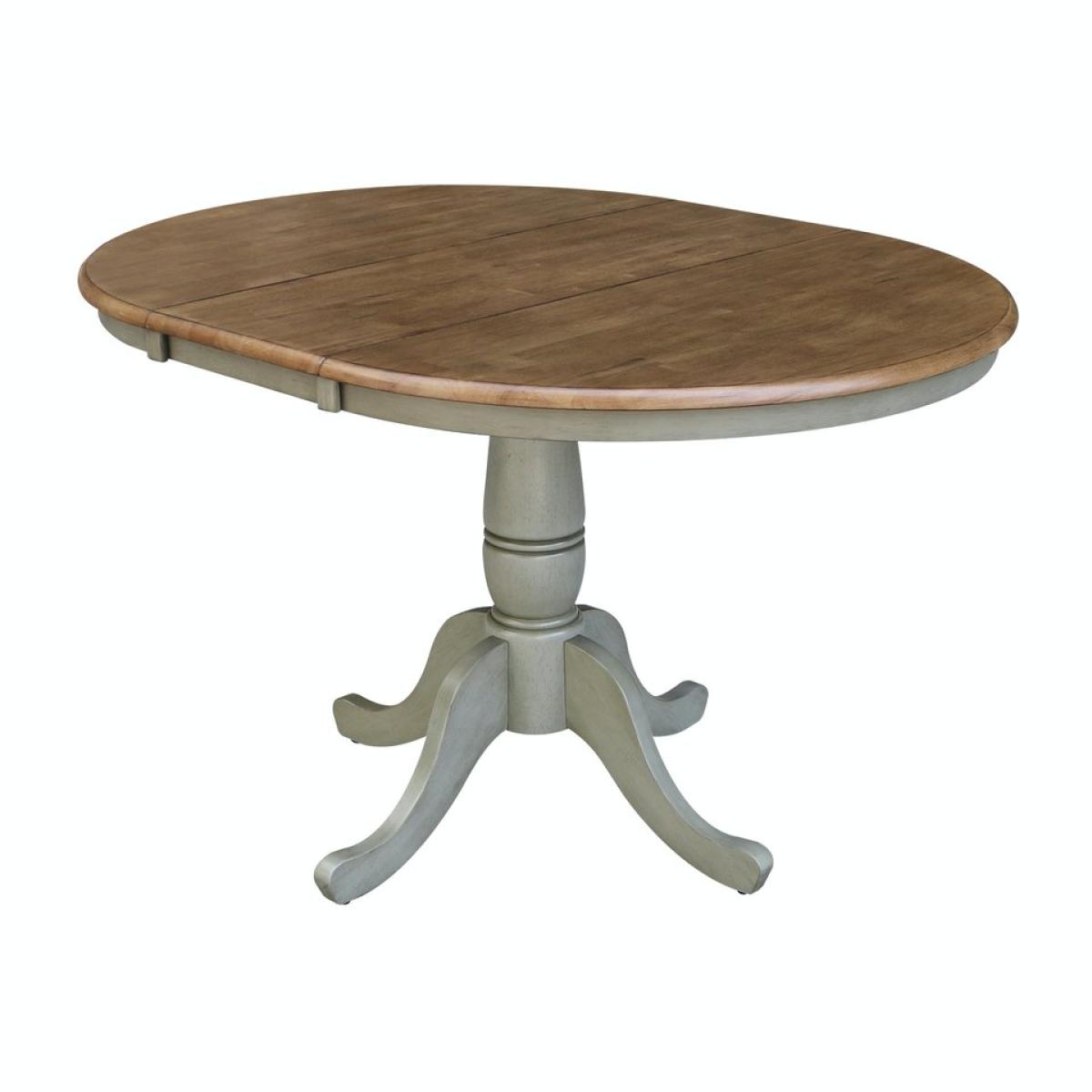 Dining Essentials - 36" Extension Table Top w/36"H Traditional Pedestal in Hickory/Stone - Image 2