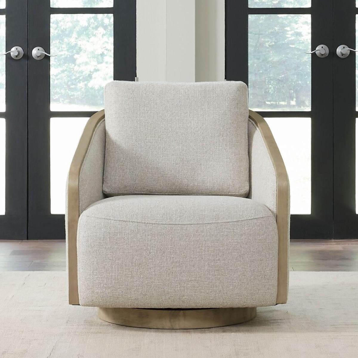 Nora Uph Swivel Accent Chair - Light Brown - Image 2