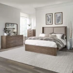 South Bend Queen Shelter Bed, Dresser & Mirror, Chest
