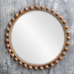 Cyra Wood Round Mirror, Walnut - Image 7