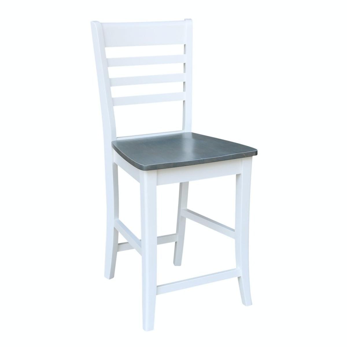Cosmopolitan Collection - 24" Roma Stool in Heather Gray & White - Image 2